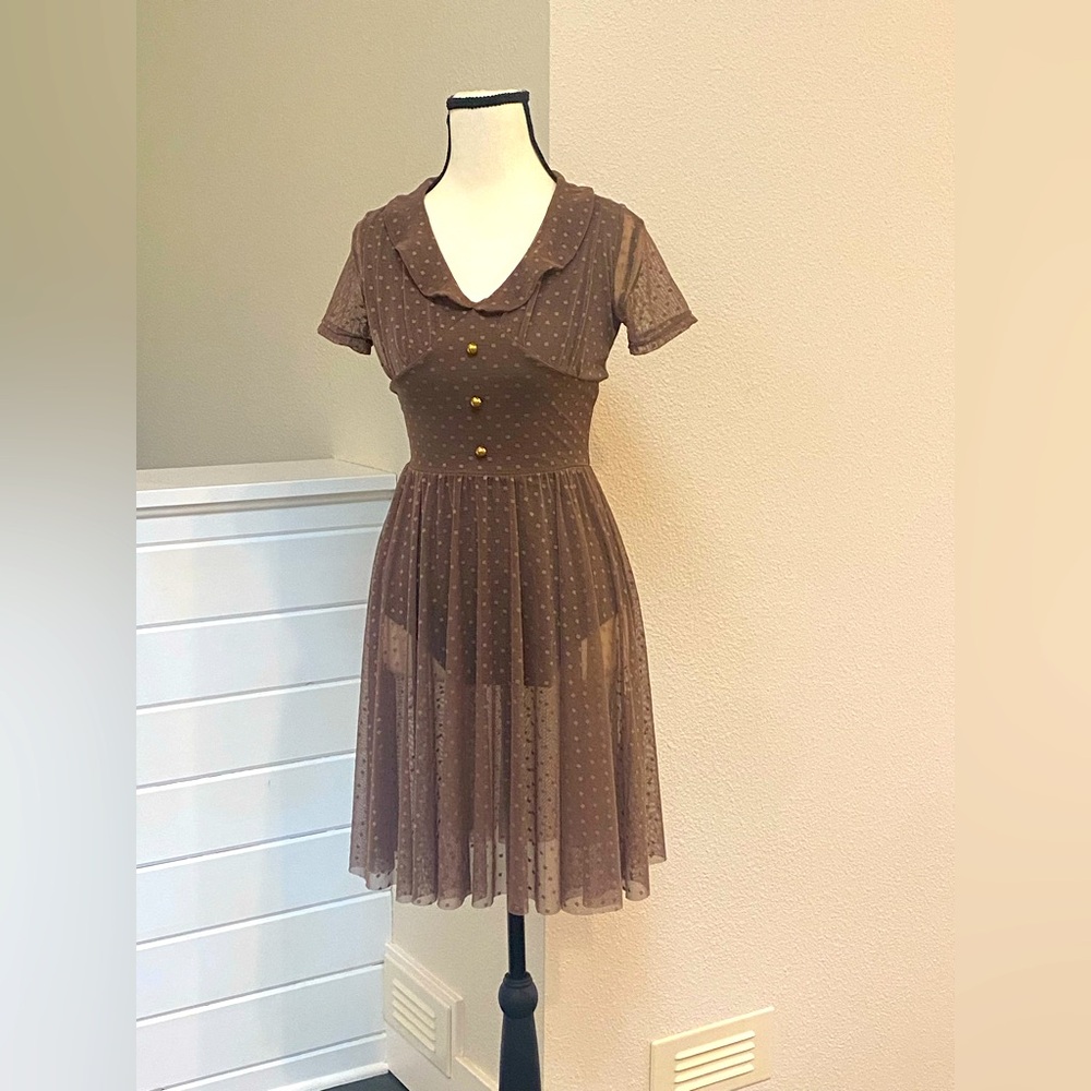 Weissman Brown Polka Dot Dress